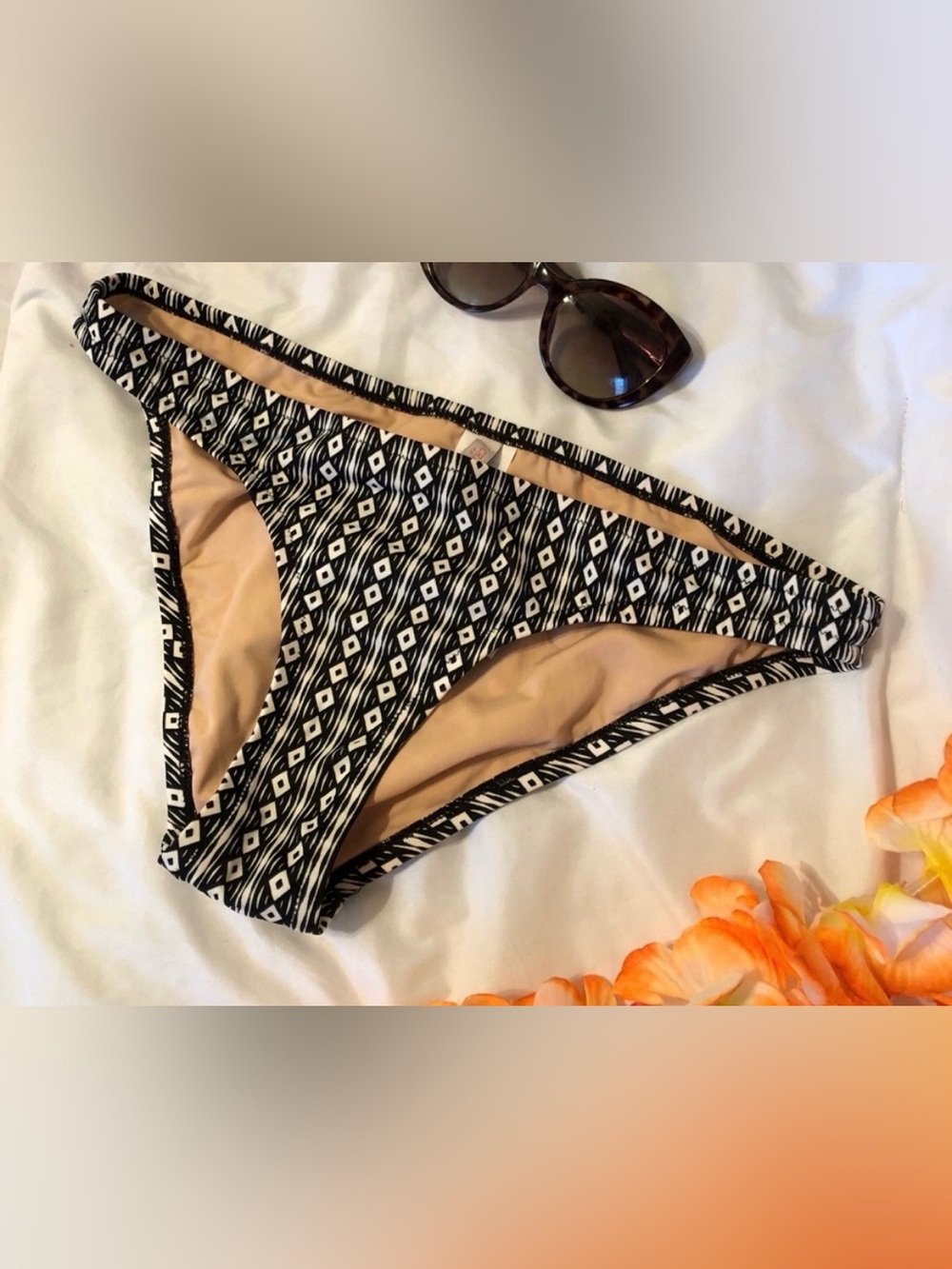 J. Crew Black & White Geometric Bikini Bottom